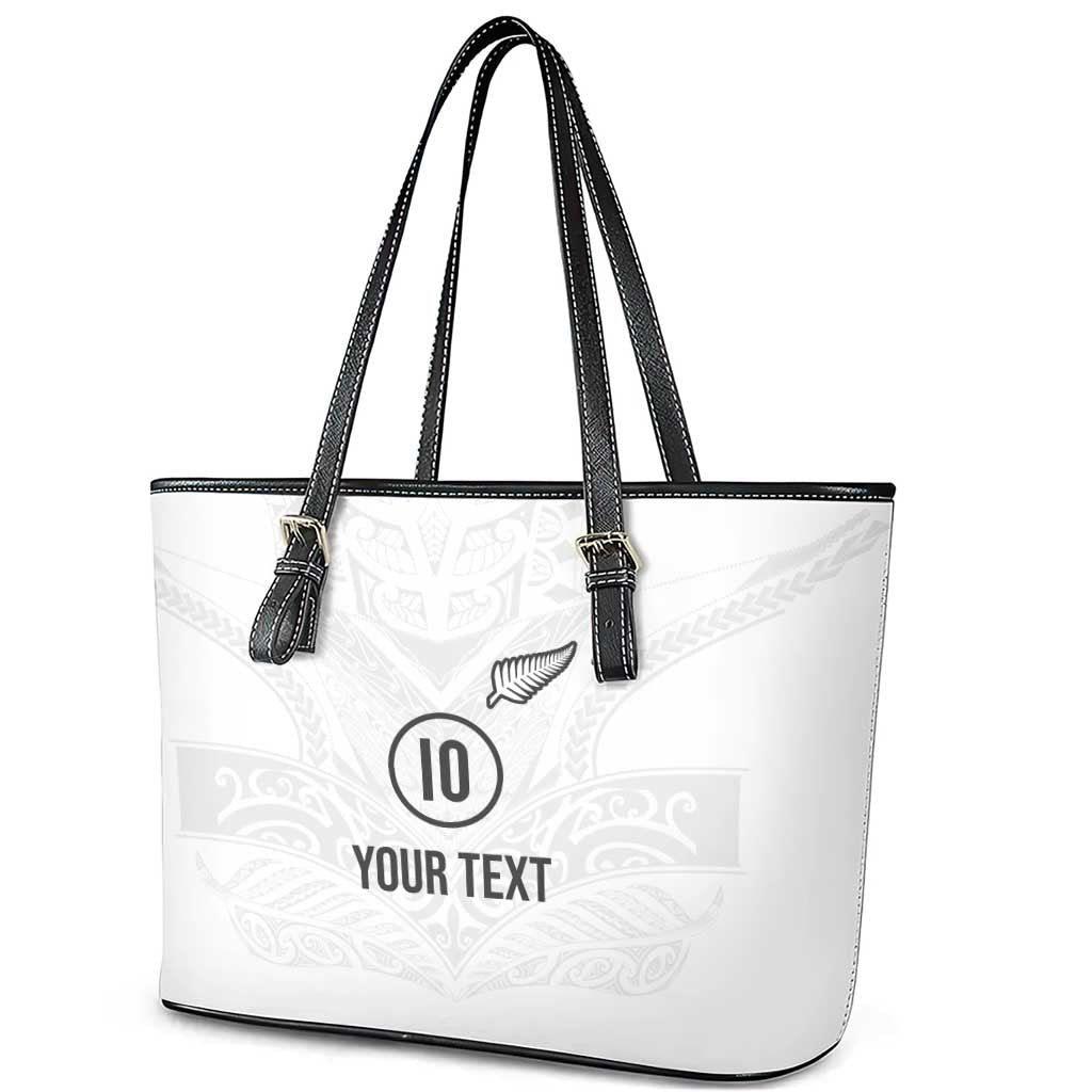 Custom New Zealand Football Leather Tote Bag The Whites-Sporty T90 Style LT03 - Polynesian Pride