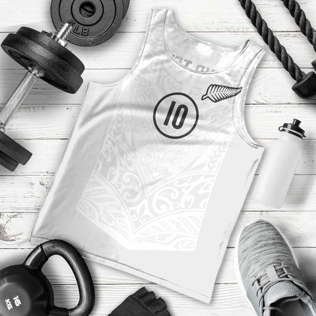 Custom New Zealand Football Men Tank Top The Whites-Sporty T90 Style LT03 - Polynesian Pride