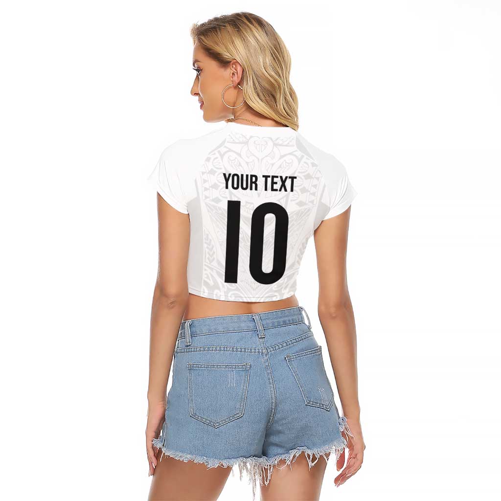 Custom New Zealand Football Raglan Cropped T Shirt The Whites-Sporty T90 Style LT03 - Polynesian Pride