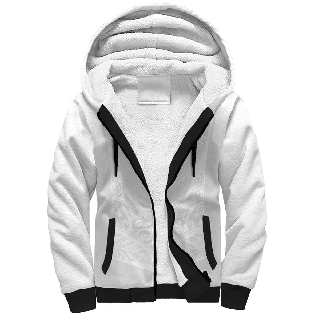Custom New Zealand Football Sherpa Hoodie The Whites-Sporty T90 Style LT03 Unisex White - Polynesian Pride