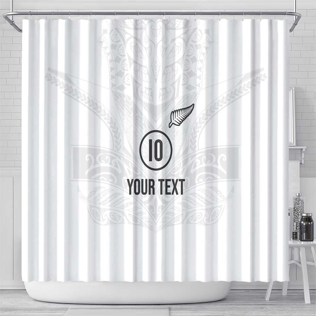 Custom New Zealand Football Shower Curtain The Whites-Sporty T90 Style LT03 - Polynesian Pride