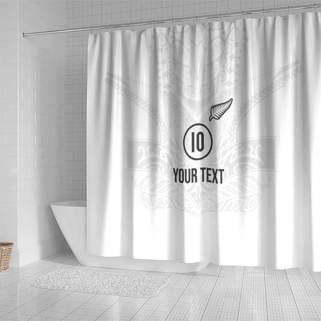 Custom New Zealand Football Shower Curtain The Whites-Sporty T90 Style LT03 - Polynesian Pride