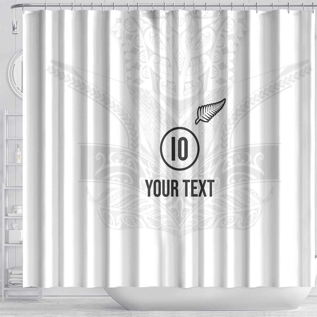 Custom New Zealand Football Shower Curtain The Whites-Sporty T90 Style LT03 - Polynesian Pride
