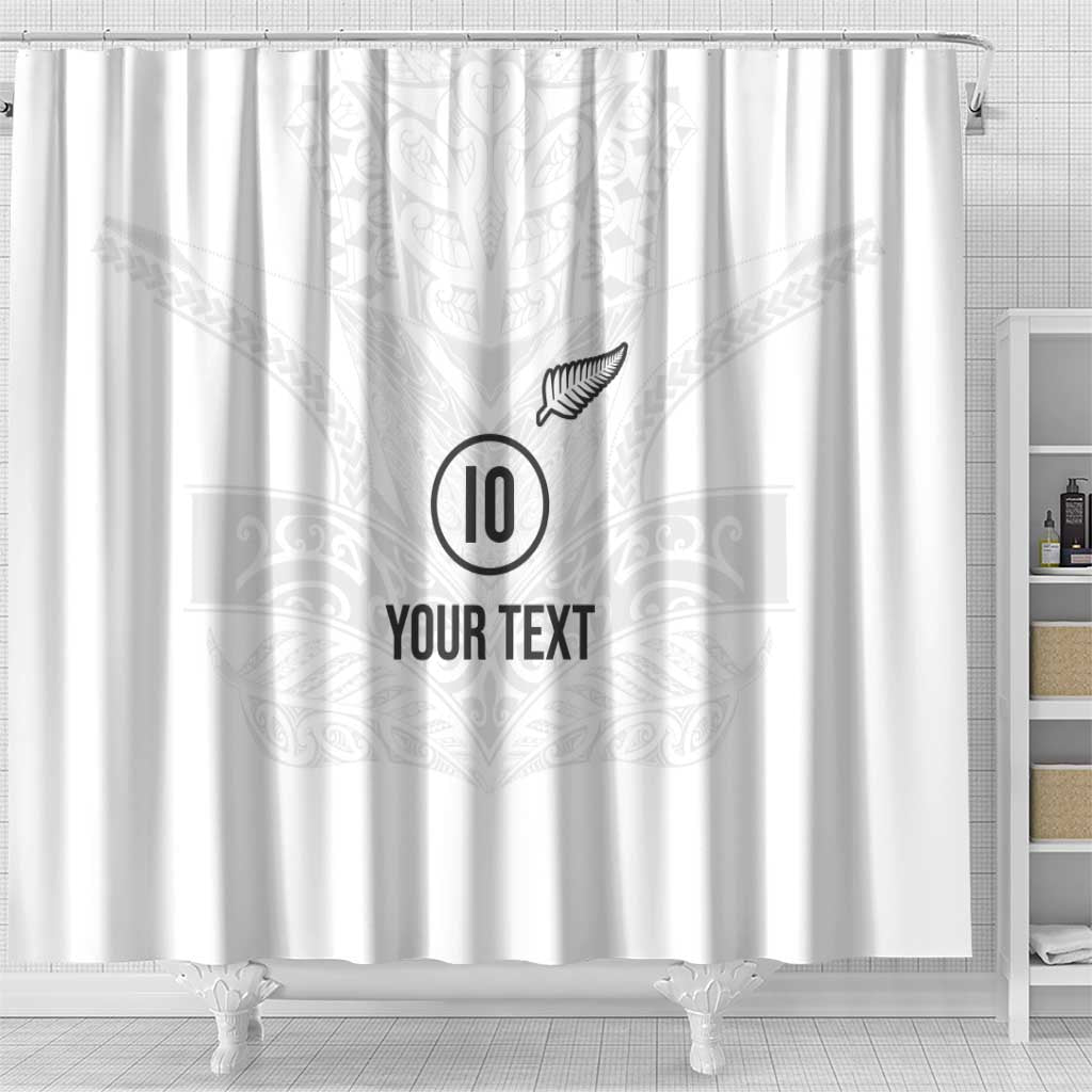 Custom New Zealand Football Shower Curtain The Whites-Sporty T90 Style LT03 - Polynesian Pride