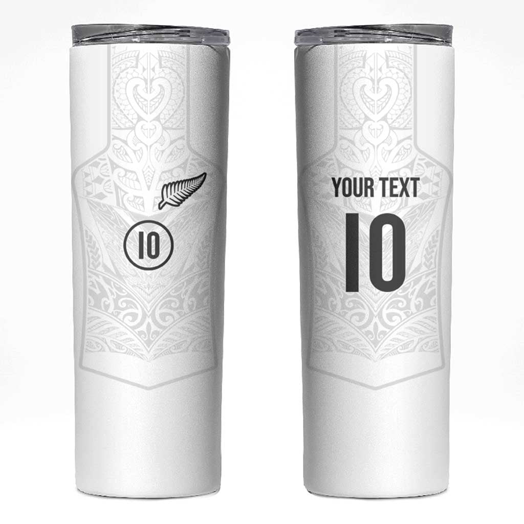 Custom New Zealand Football Skinny Tumbler The Whites-Sporty T90 Style LT03 White - Polynesian Pride