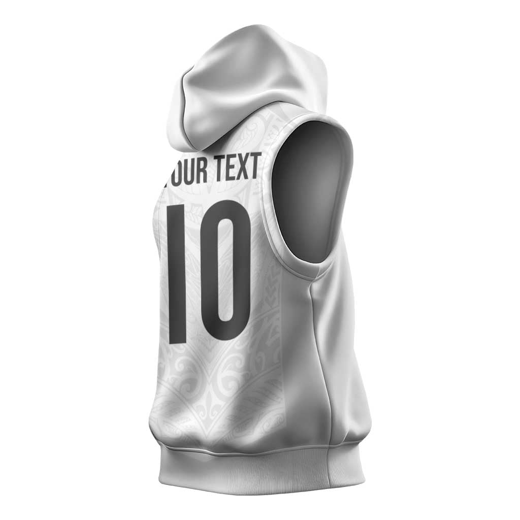 Custom New Zealand Football Sleeveless Hoodie The Whites-Sporty T90 Style LT03 - Polynesian Pride