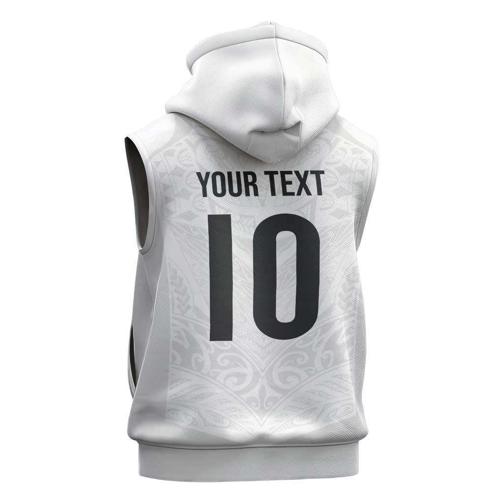 Custom New Zealand Football Sleeveless Zip Hoodie The Whites-Sporty T90 Style LT03 - Polynesian Pride