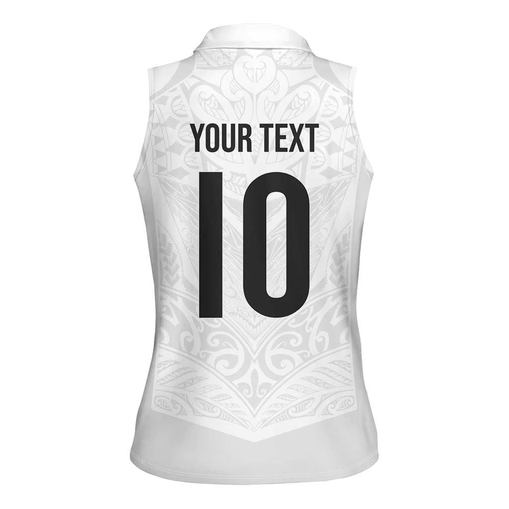 Custom New Zealand Football Women Sleeveless Polo Shirt The Whites-Sporty T90 Style LT03 - Polynesian Pride