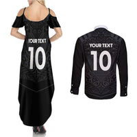 Custom Aotearoa Rugby Couples Matching Summer Maxi Dress and Long Sleeve Button Shirt The Blacks-Sporty T90 Style LT03 - Polynesian Pride