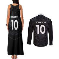 Custom Aotearoa Rugby Couples Matching Tank Maxi Dress and Long Sleeve Button Shirt The Blacks-Sporty T90 Style LT03 - Polynesian Pride