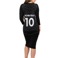 Custom Aotearoa Rugby Family Matching Long Sleeve Bodycon Dress and Hawaiian Shirt The Blacks-Sporty T90 Style LT03 - Polynesian Pride