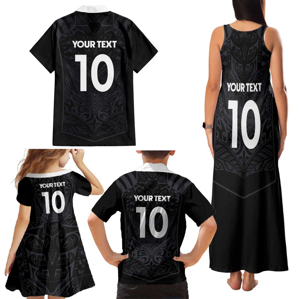 Custom Aotearoa Rugby Family Matching Tank Maxi Dress and Hawaiian Shirt The Blacks-Sporty T90 Style LT03 - Polynesian Pride