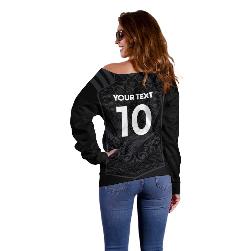 Custom Aotearoa Rugby Off Shoulder Sweater The Blacks-Sporty T90 Style - Polynesian Pride