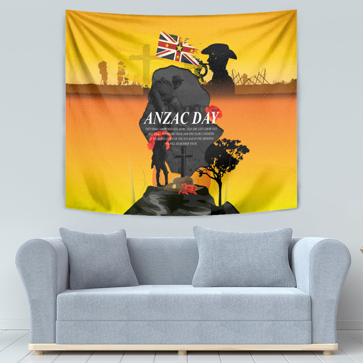 Niue ANZAC Day Tapestry Soldier and Gallipoli Lest We Forget LT03 - Polynesian Pride
