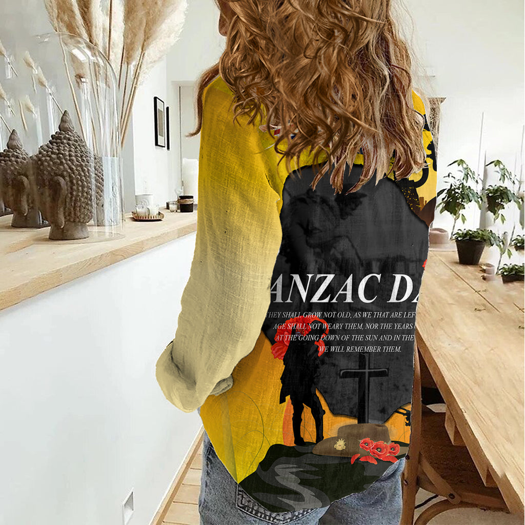 Niue ANZAC Day Women Casual Shirt Soldier and Gallipoli Lest We Forget LT03 - Polynesian Pride