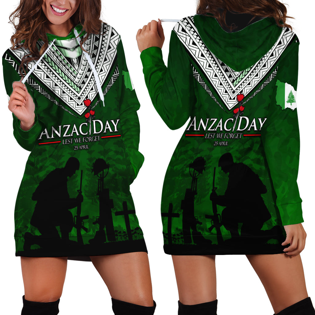 Norfolk Island ANZAC Day Hoodie Dress Soldier Lest We Forget Camouflage LT03 - Polynesian Pride
