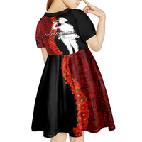 Tonga ANZAC Day Kid Short Sleeve Dress Red Poppies Flower Soldier Lest We Forget LT03 - Polynesian Pride