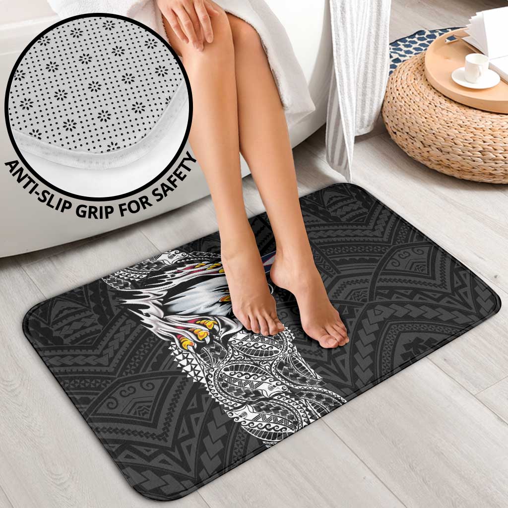 American Samoa Flag Day Bathroom Set Tribal Tattoo with Eagle Black
