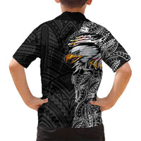 American Samoa Flag Day Family Matching Mermaid Dress and Hawaiian Shirt Tribal Tattoo with Eagle Black LT03 - Polynesian Pride