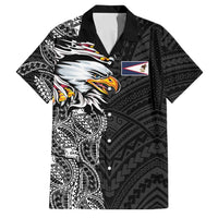 American Samoa Flag Day Family Matching Off The Shoulder Long Sleeve Dress and Hawaiian Shirt Tribal Tattoo with Eagle Black LT03 Dad's Shirt - Short Sleeve Black - Polynesian Pride
