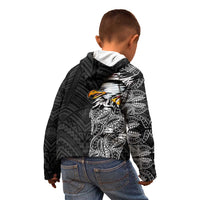 American Samoa Flag Day Kid Hoodie Tribal Tattoo with Eagle Black