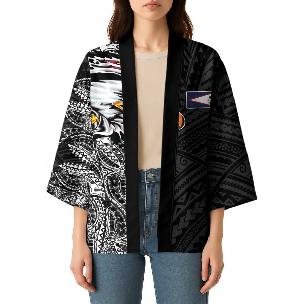 American Samoa Flag Day Kimono Tribal Tattoo with Eagle Black