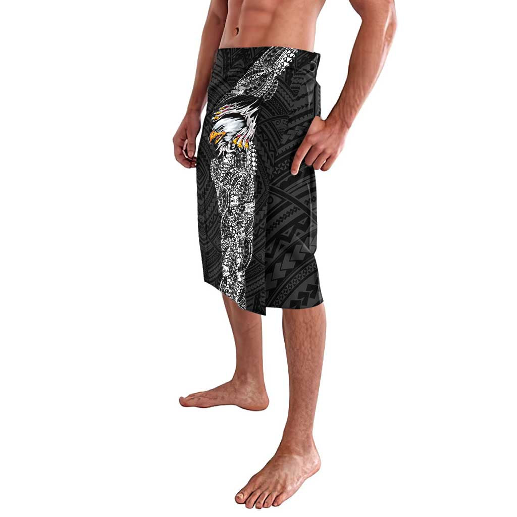 American Samoa Flag Day Lavalava Tribal Tattoo with Eagle Black