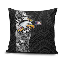 American Samoa Flag Day Pillow Cover Tribal Tattoo with Eagle Black