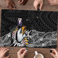 American Samoa Flag Day Puzzle Tribal Tattoo with Eagle Black