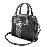 American Samoa Flag Day Shoulder Handbag Tribal Tattoo with Eagle Black