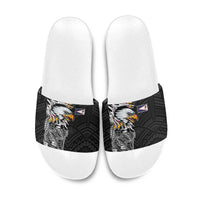 American Samoa Flag Day Slide Sandals Tribal Tattoo with Eagle Black