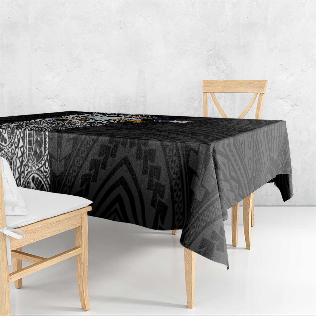 American Samoa Flag Day Tablecloth Tribal Tattoo with Eagle Black