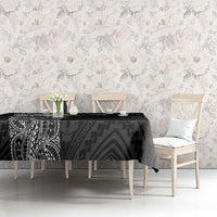 American Samoa Flag Day Tablecloth Tribal Tattoo with Eagle Black