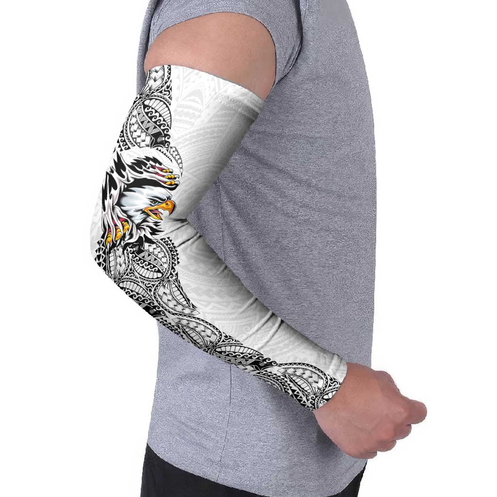 American Samoa Flag Day Arm Sleeves Tribal Tattoo with Eagle White