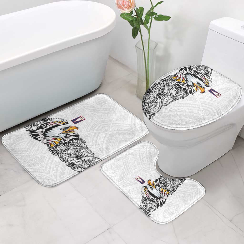 American Samoa Flag Day Bathroom Set Tribal Tattoo with Eagle White