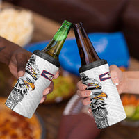American Samoa Flag Day 4 in 1 Can Cooler Tumbler Tribal Tattoo with Eagle White