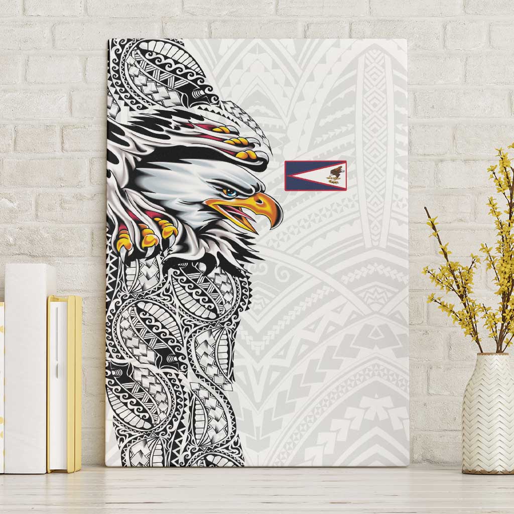 American Samoa Flag Day Canvas Wall Art Tribal Tattoo with Eagle White