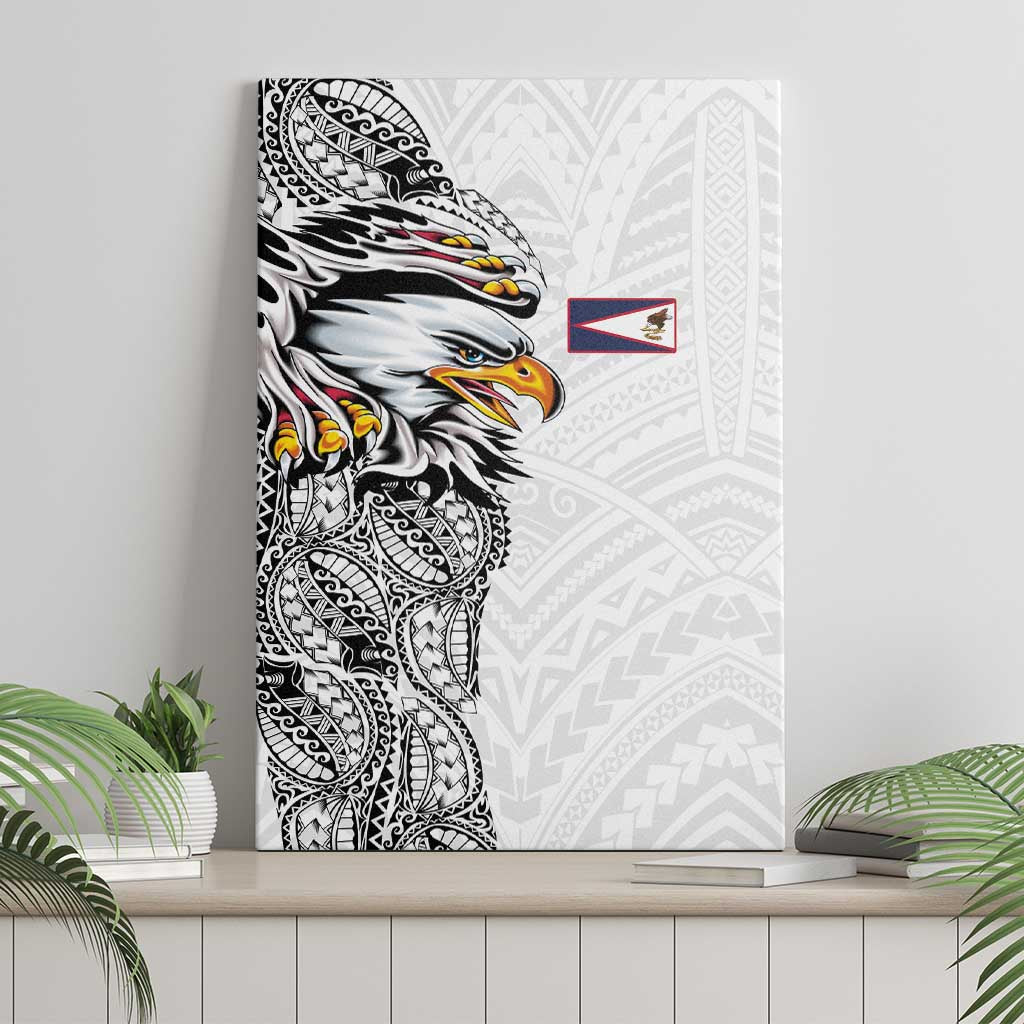 American Samoa Flag Day Canvas Wall Art Tribal Tattoo with Eagle White
