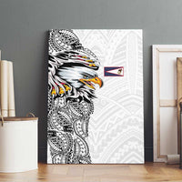 American Samoa Flag Day Canvas Wall Art Tribal Tattoo with Eagle White
