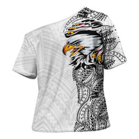 American Samoa Flag Day Cross Shoulder Shirt Tribal Tattoo with Eagle White