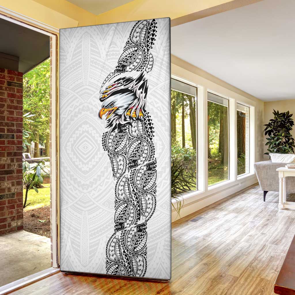 American Samoa Flag Day Door Cover Tribal Tattoo with Eagle White