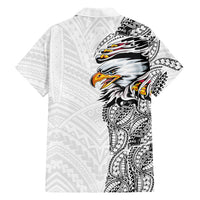 American Samoa Flag Day Family Matching Summer Maxi Dress and Hawaiian Shirt Tribal Tattoo with Eagle White