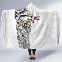 American Samoa Flag Day Hooded Blanket Tribal Tattoo with Eagle White