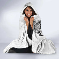 American Samoa Flag Day Hooded Blanket Tribal Tattoo with Eagle White