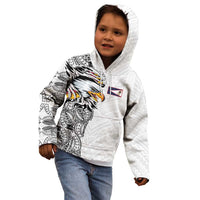 American Samoa Flag Day Kid Hoodie Tribal Tattoo with Eagle White