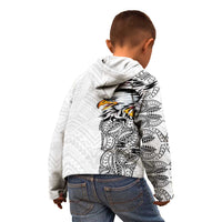 American Samoa Flag Day Kid Hoodie Tribal Tattoo with Eagle White