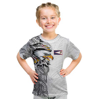 American Samoa Flag Day Kid T Shirt Tribal Tattoo with Eagle White