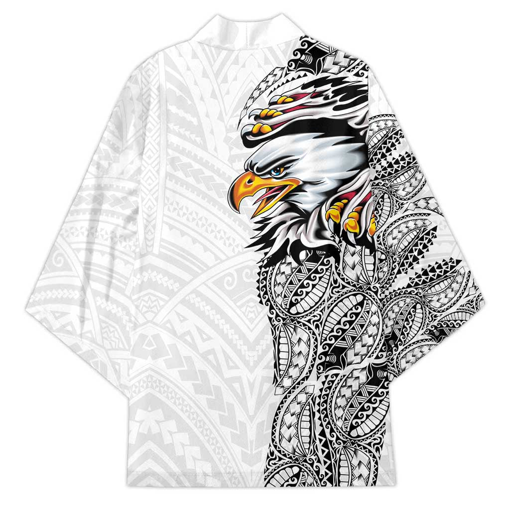 American Samoa Flag Day Kimono Tribal Tattoo with Eagle White