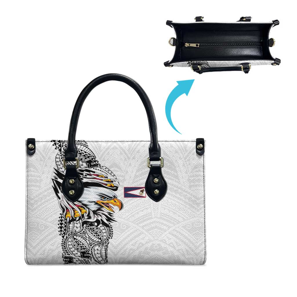 American Samoa Flag Day Leather Bag Tribal Tattoo with Eagle White