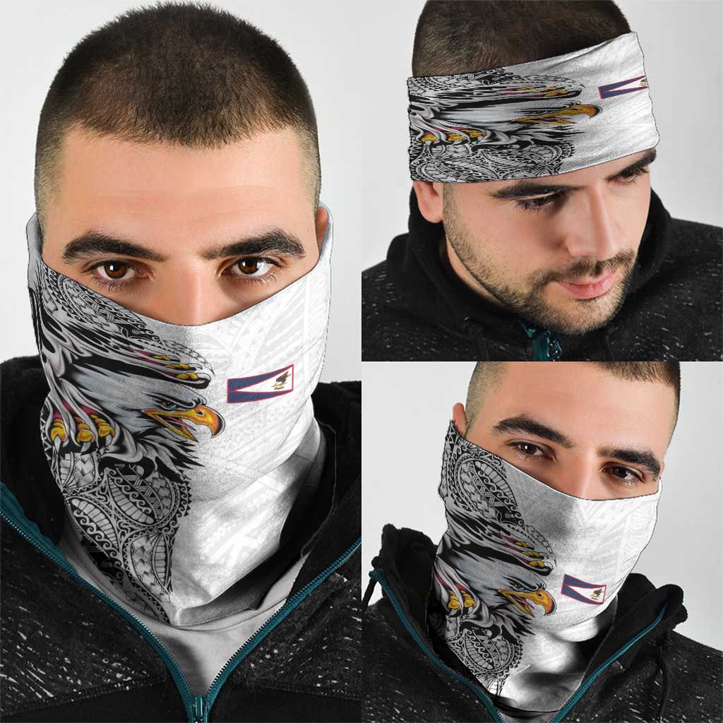 American Samoa Flag Day Neck Gaiter Tribal Tattoo with Eagle White